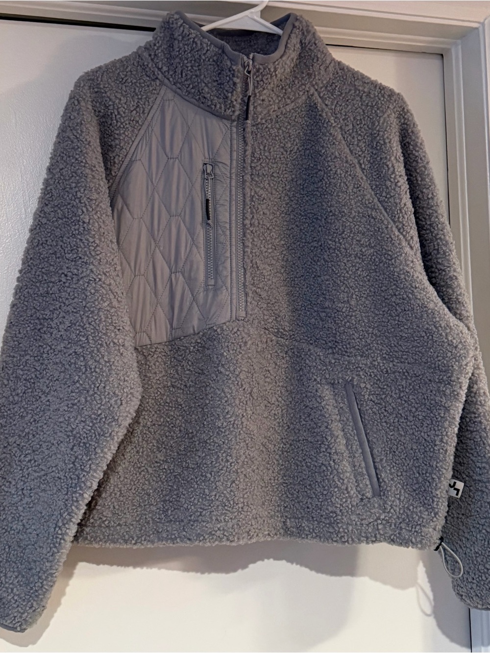JoyLab Gray XL Sherpa Fleece Quarter Zip Pullover